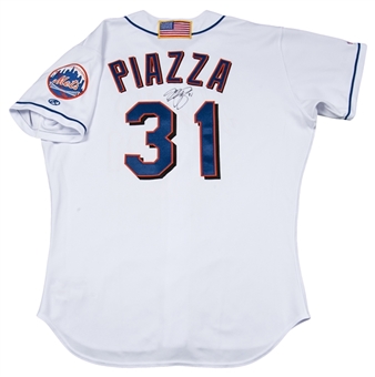 2001 Mike Piazza Historic Post 9/11 Home Run Game Used Photo Matched  Home Jersey (From the Mets Museum- NY Mets Letter)- Hit 9/21- MeiGray LOA